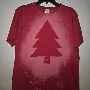 Christmas Shirts Custom Bleach Art Christmas Tree %100 Cotton Women's New